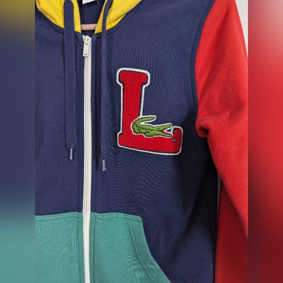 Lacoste Live Colorblock Hoodie Zip Up Jacket Size 2 (S) Retro Varsity Style - Picture 2 of 6